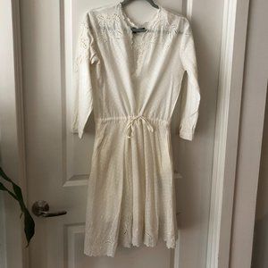 The Kooples Long Sleeve Cream Eyelet Dress